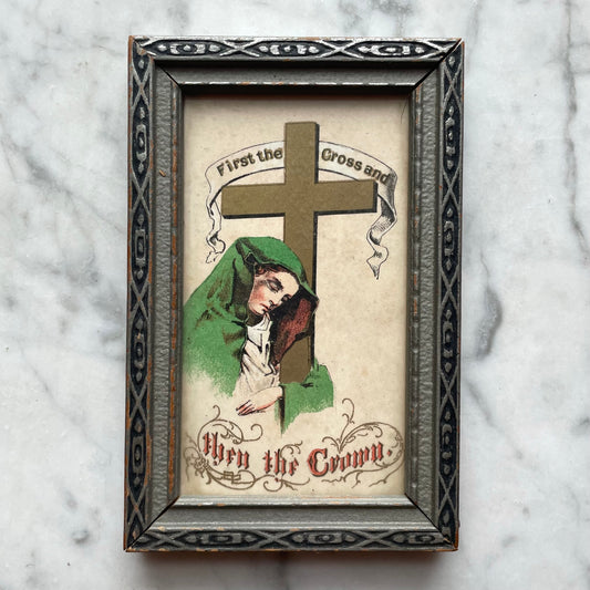 Antique Mother of Sorrows | Framed Miniature Print | First the Cross, Then the Crown