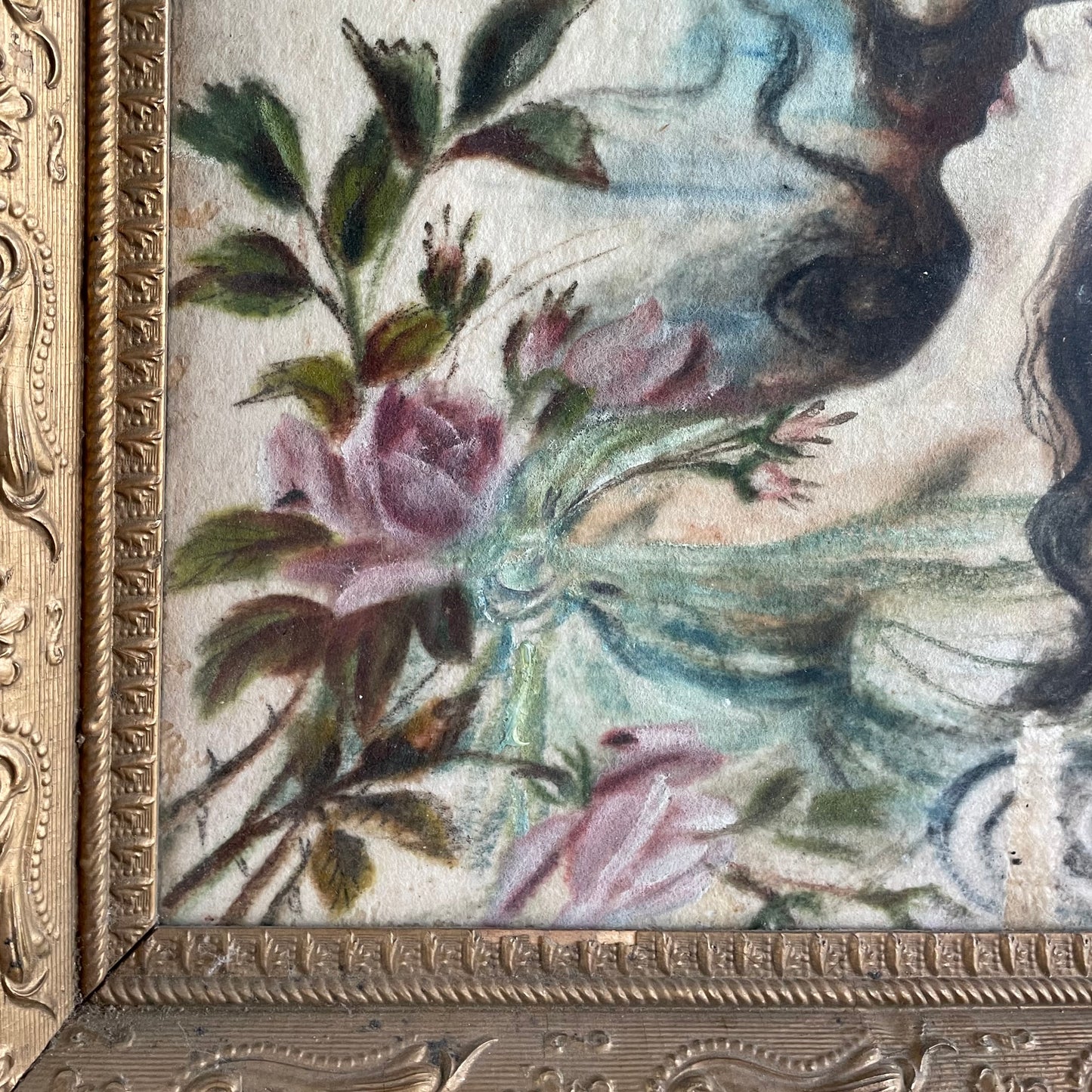 Victorian Art Nouveau Painting on Fabric