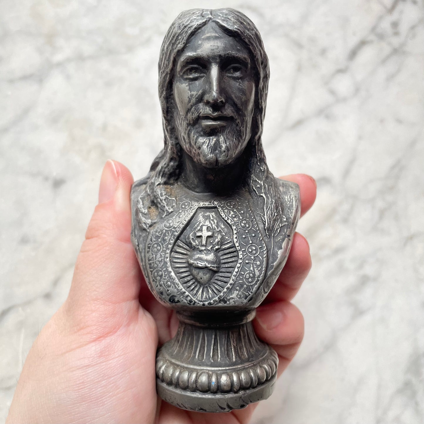 Sacred Heart of Jesus | Miniature Silver Plated Bust