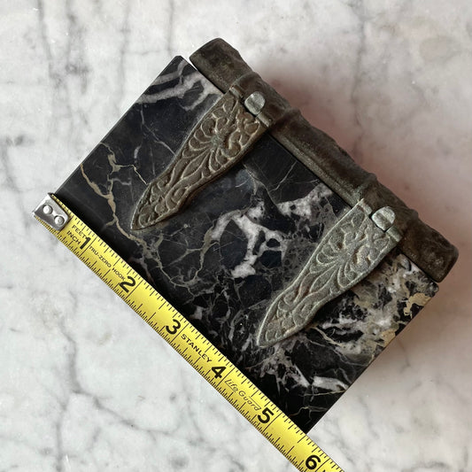 Antique Marble & Metal Book Box | Cigarette Container