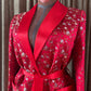 Vintage Chinese Red Floral Silk Robe