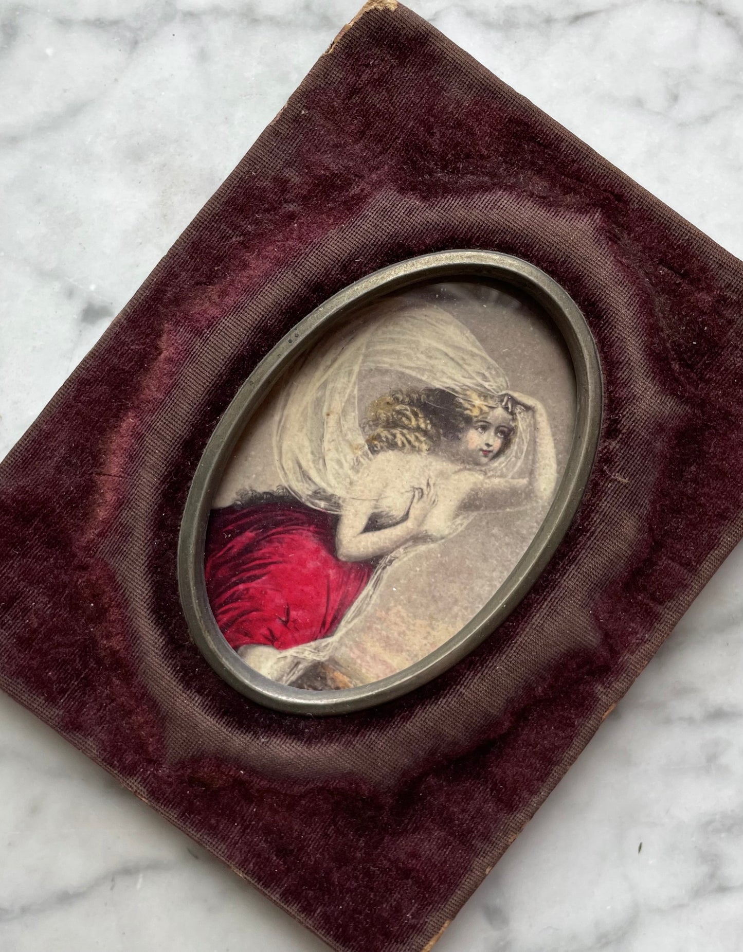 “Morning” | Victorian Goddess Engraving in Velvet Frame