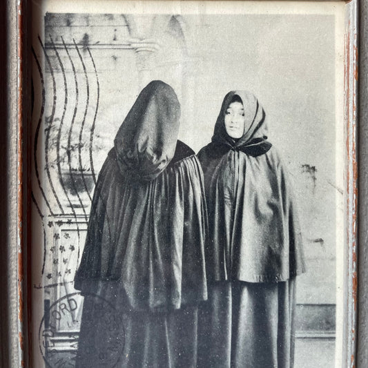 Antique Caped Woman Framed Postcard | Azorean Capote