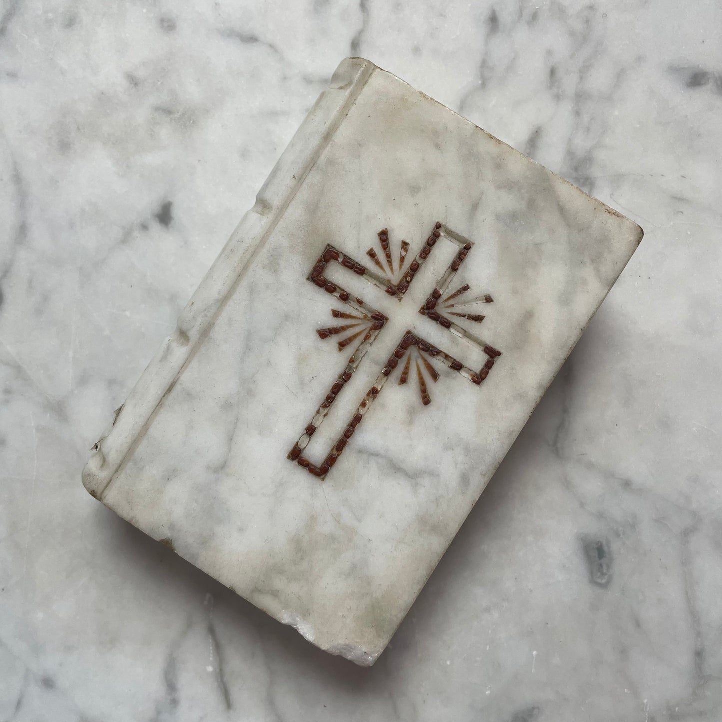 Antique Carved Marble Bible Paperweight