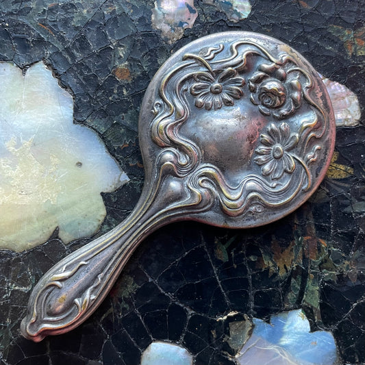 Antique Art Nouveau Pocket Mirror
