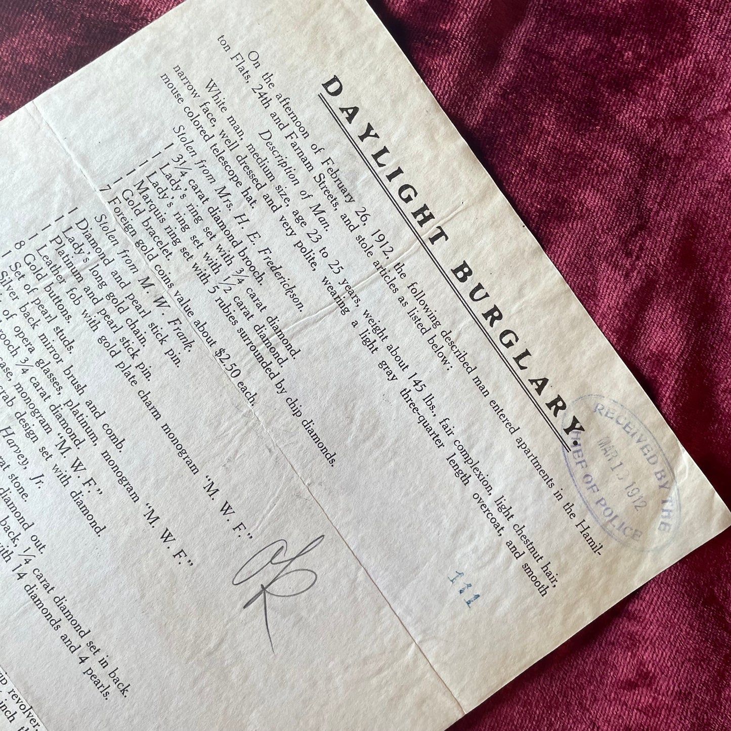 Antique Police Documents | 1910s