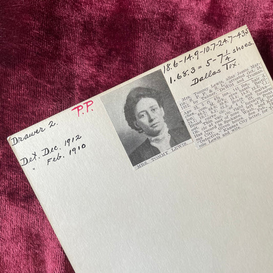 Antique Mugshot Card of Female Offender | Bertilon Card