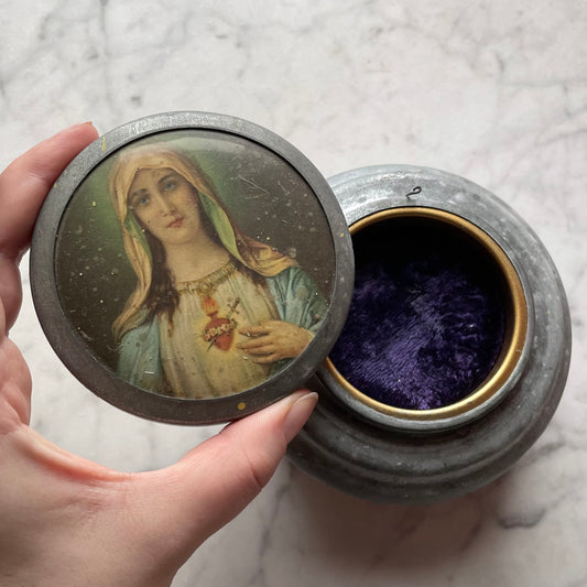 Antique Sacred Heart of Mary Music Box