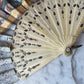 Victorian Pierced Bone Fan with Hand Colored Leaves