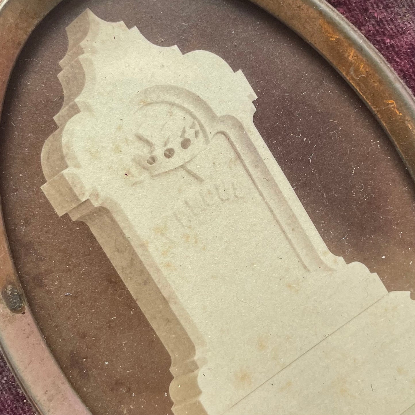 Victorian Tombstone CDV in Velvet Frame