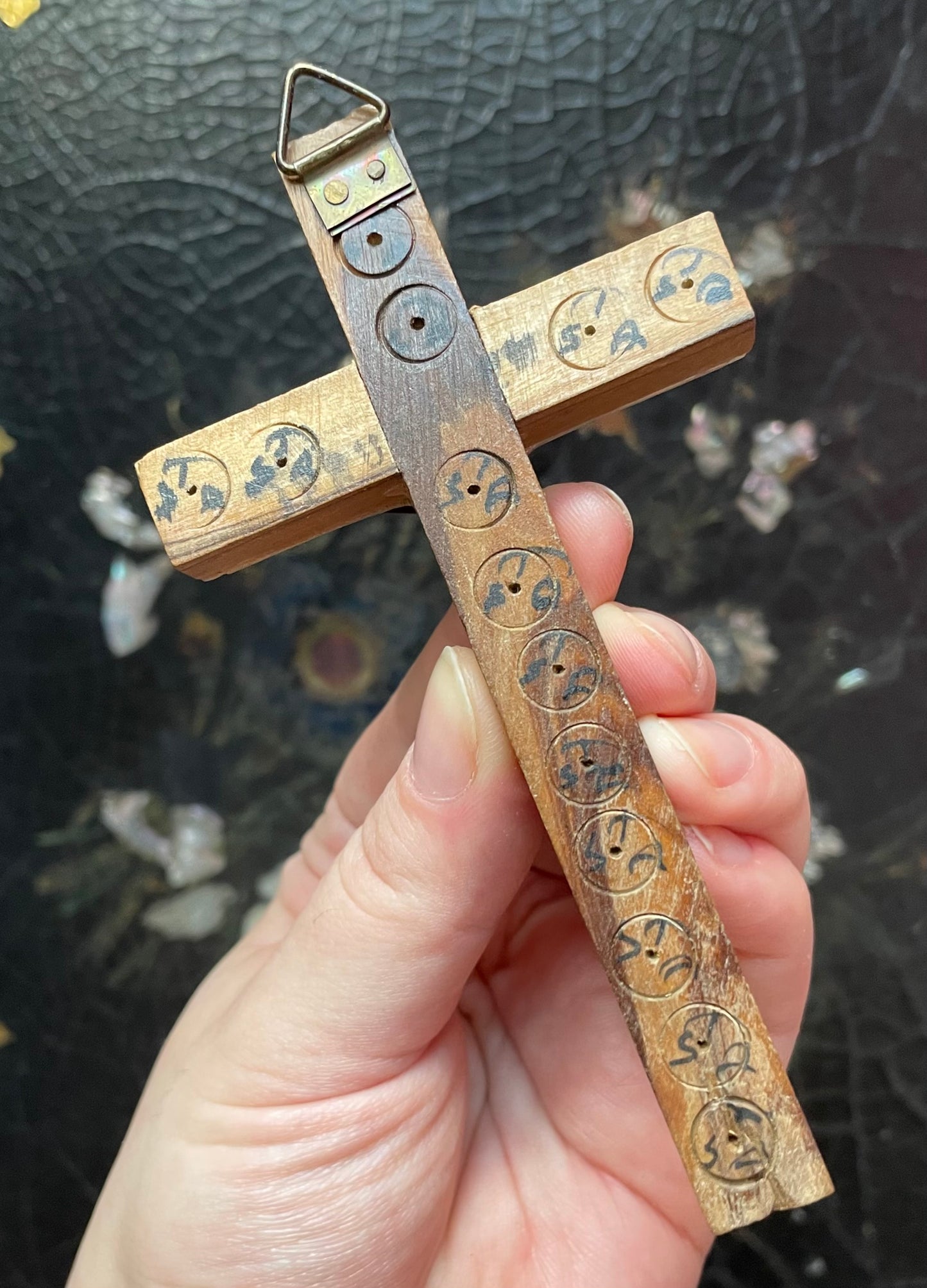 RESERVED Antique Mother of Pearl Crucifix