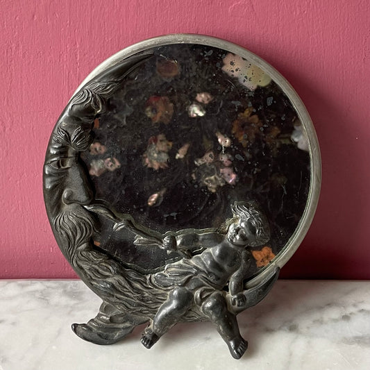 Antique Art Nouveau Crescent Moon Mirror