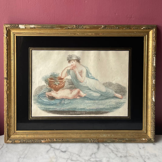 Bacchante | Early 19th Century Hand Colored Stipple Engraving