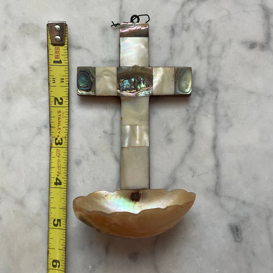 Antique Mother of Pearl Holy Water Font