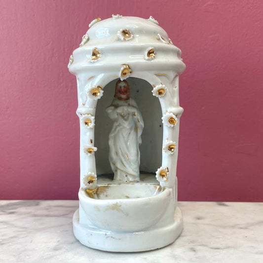 Victorian Porcelain Shrine Shaped Holy Water Font