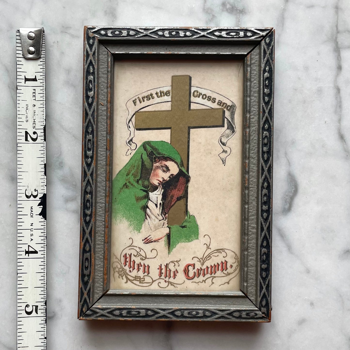 Antique Mother of Sorrows | Framed Miniature Print | First the Cross, Then the Crown