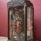 Antique Our Lady of Guadalupe Figure in Tin & Glass Nicho