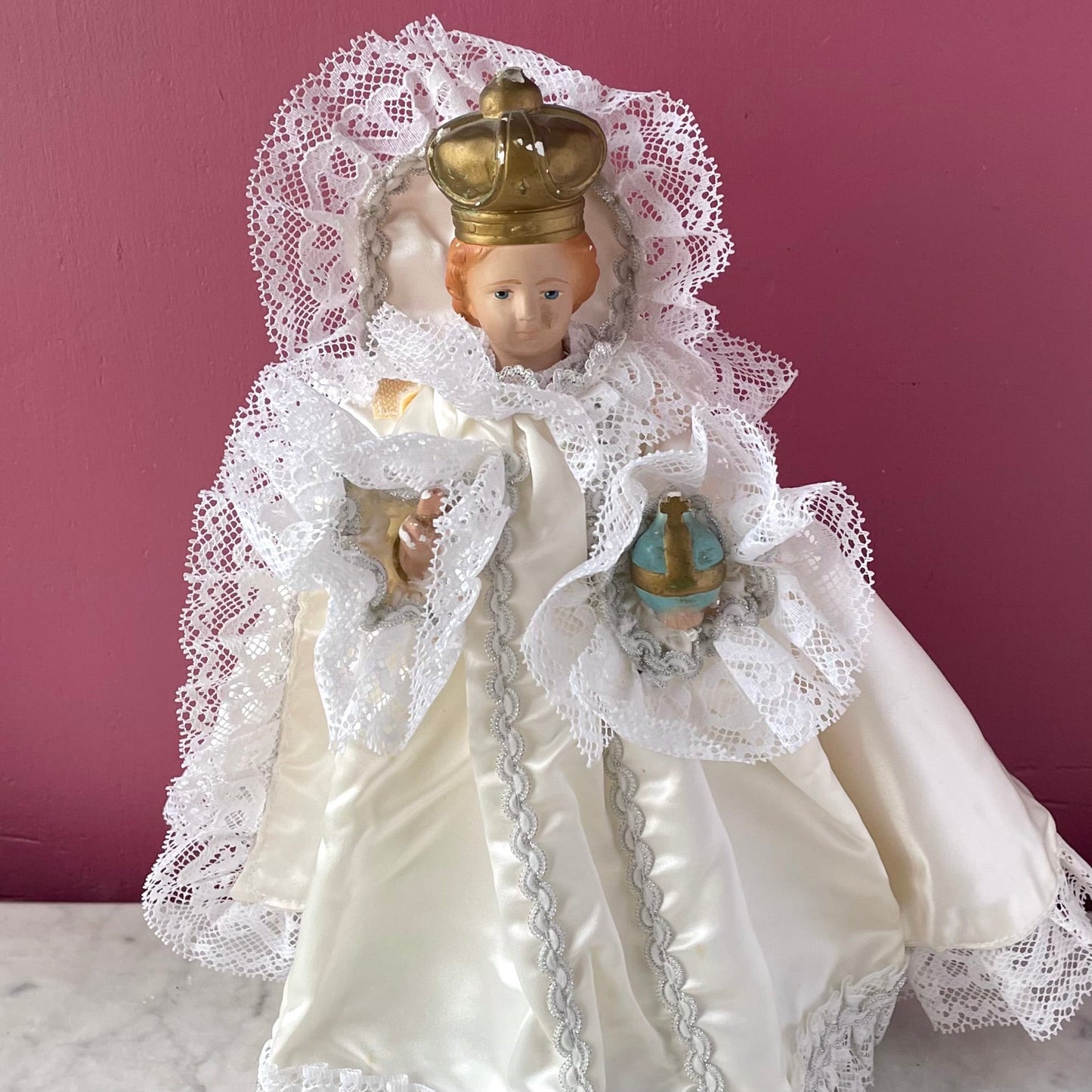 Vintage Infant of Prague Statue with Vestments