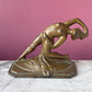 Nude Art Deco Dancer Gilded Cast Iron Bookends