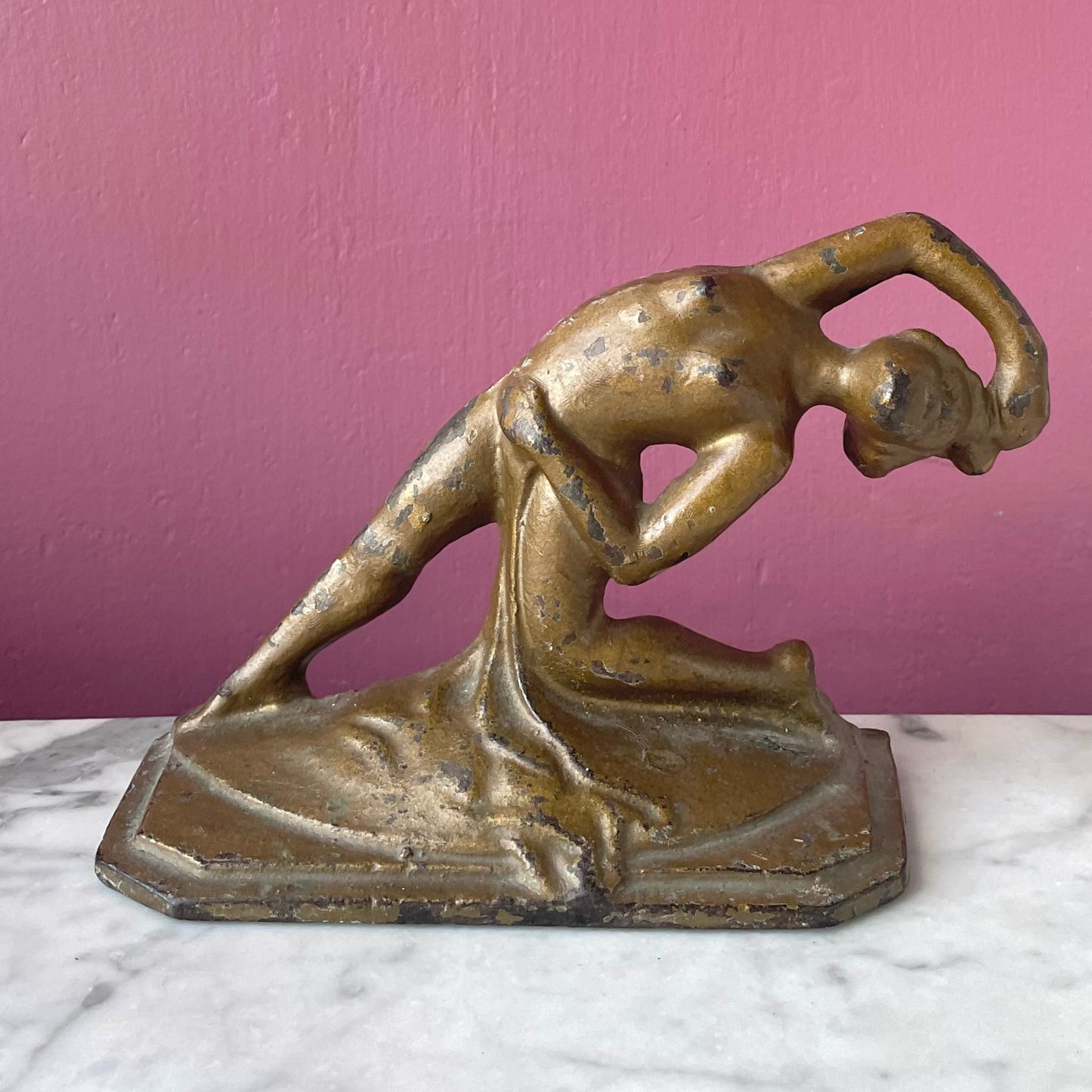 Nude Art Deco Dancer Gilded Cast Iron Bookends