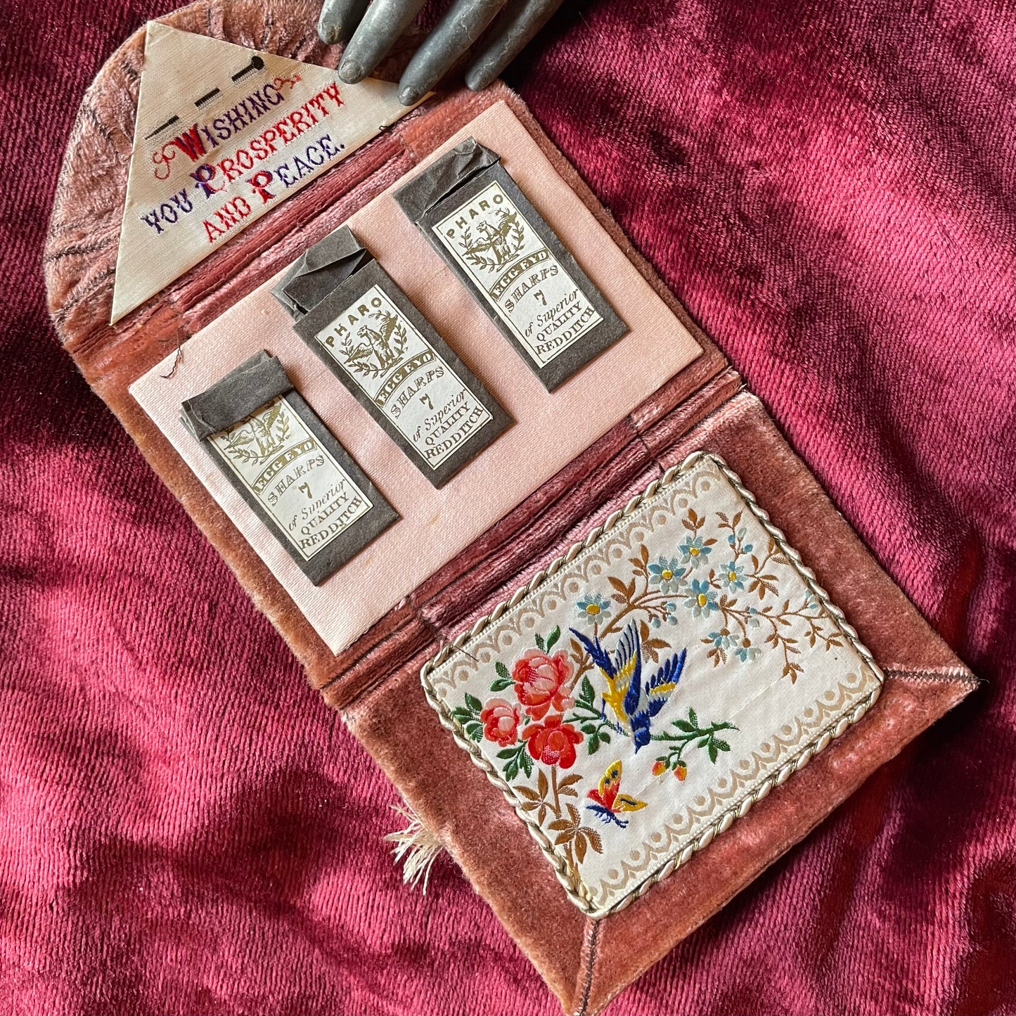 Victorian Pink Velvet Needle Case