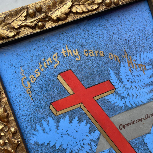 Omnia cum deo | Victorian Devotional Print in Gilded Frame