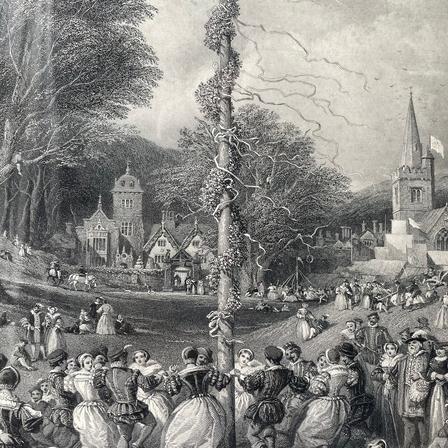 The May Pole | Victorian Framed Engraving