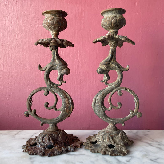 Antique Dragon Candleholders