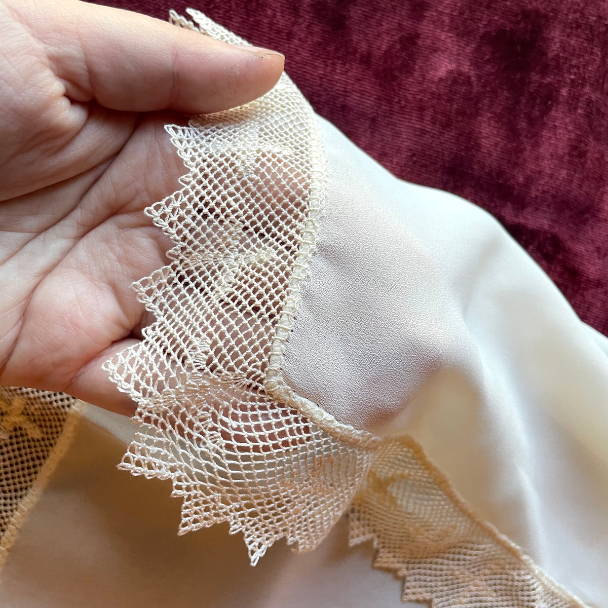 Antique Altar Cloth with Crocheted Cross Edges