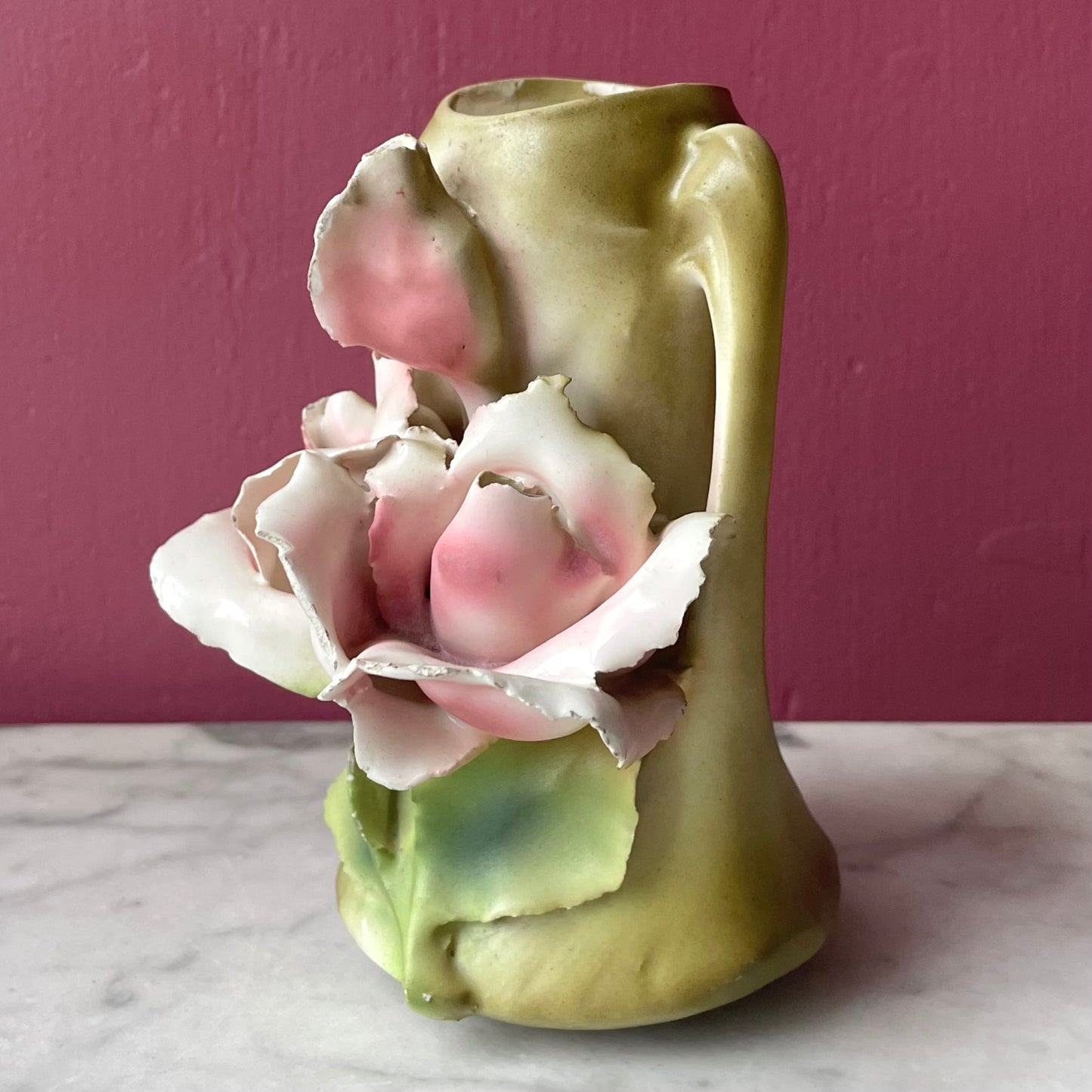 Antique Royal Dux Bud Vase with Roses