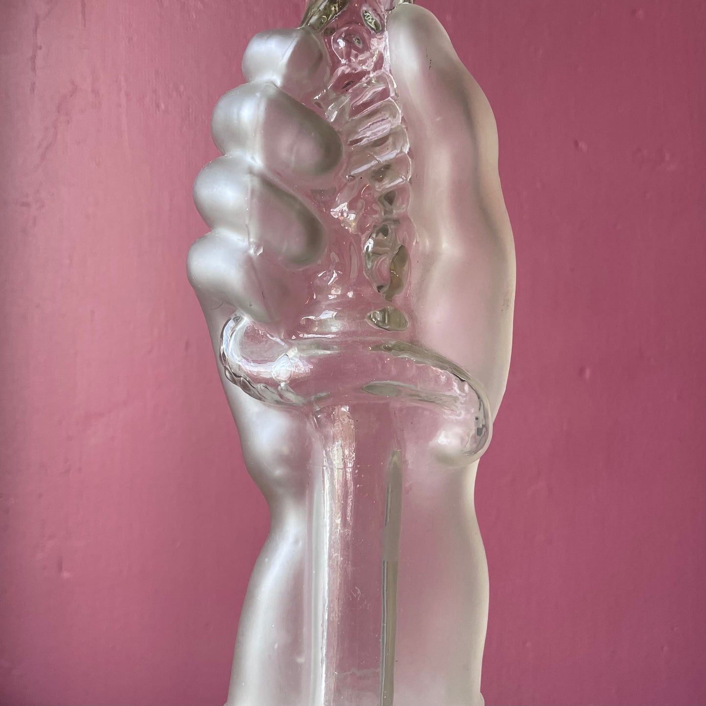 Victorian Hand with Knife Legras Glass Decanter