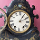 Victorian Cast Iron Mantle Clock with Mother of Pearl Inlay