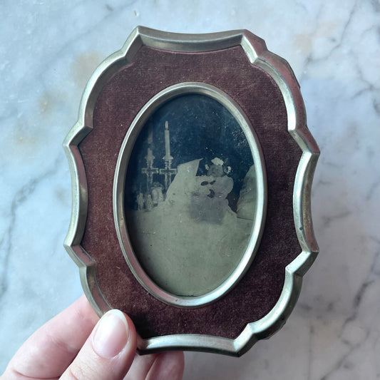 Victorian Post Mortem Tintype of Baby in Velvet Frame