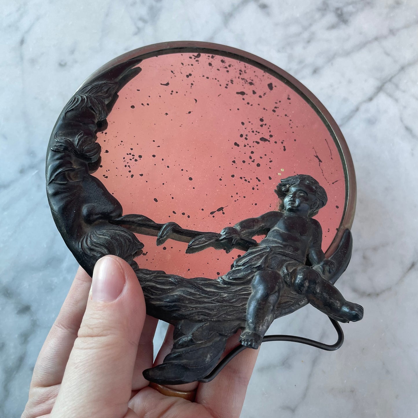 Antique Art Nouveau Crescent Moon Mirror