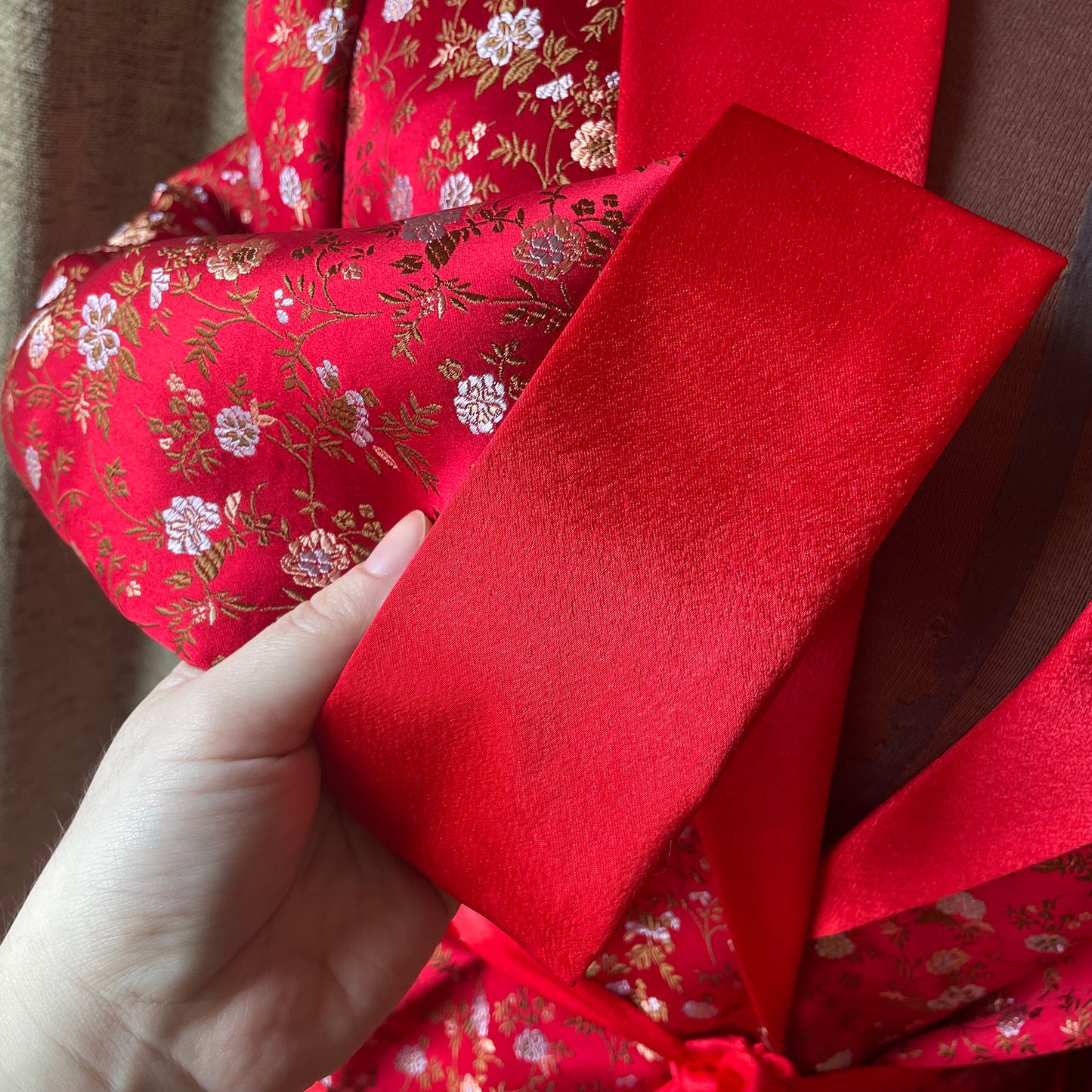 Vintage Chinese Red Floral Silk Robe