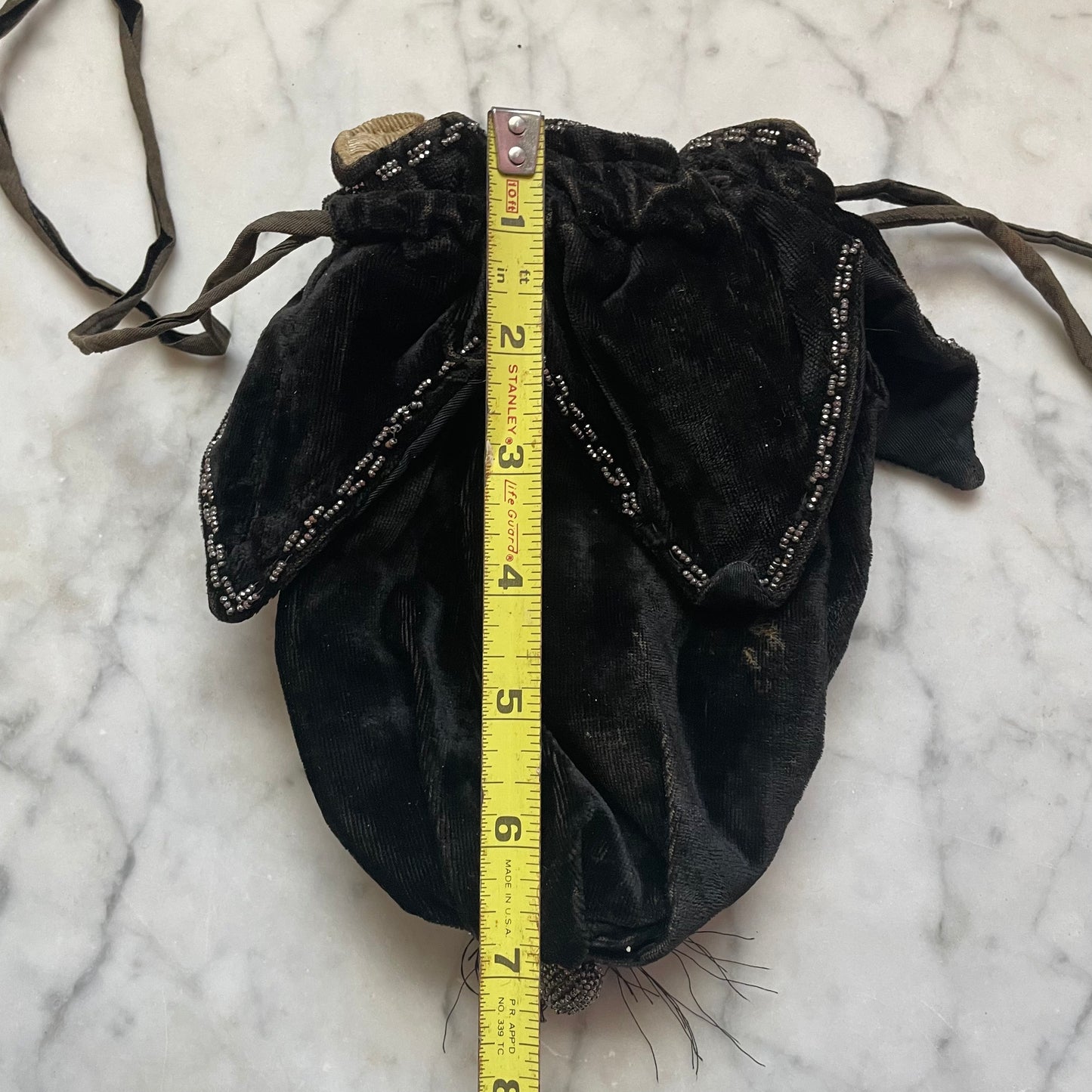 Antique Black Velvet Purse