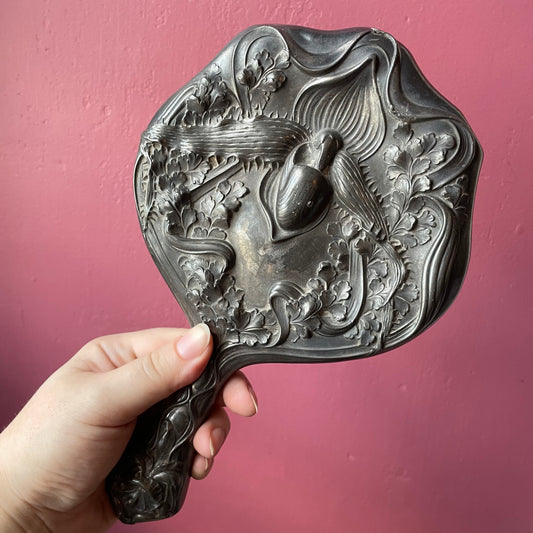 Victorian Hand Mirror with Slipper Orchid