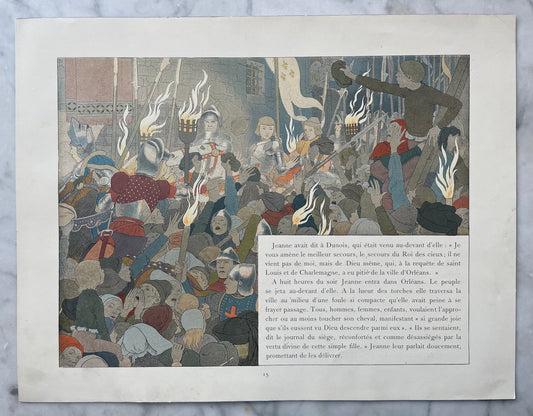 Jeanne d’Arc Antique Print | Double Sided | M. Boutet de Monvel