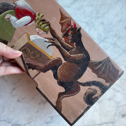 Slovenian Beehive Panel Painting | Woman & Devil