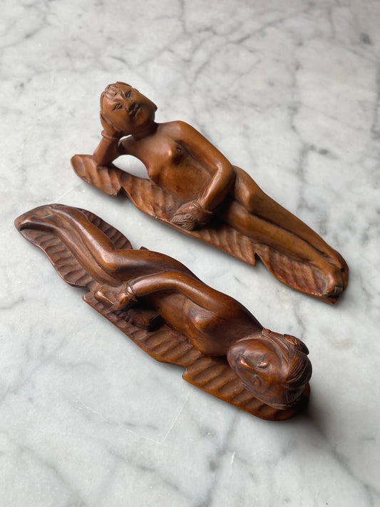 Antique Carved Wood Diagnostic Dolls