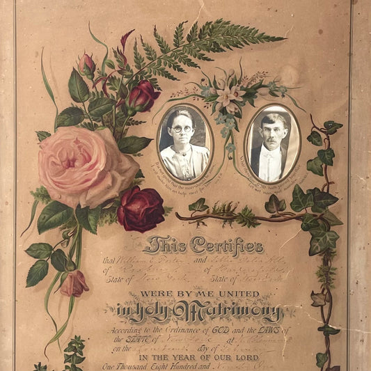 Victorian Marriage Certificate in Original Frame