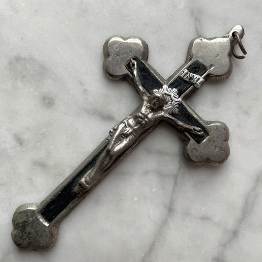 Vintage Ebony Wood & Metal Crucifix