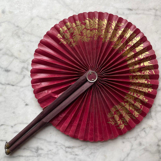 Victorian Burgundy Cockade Fan