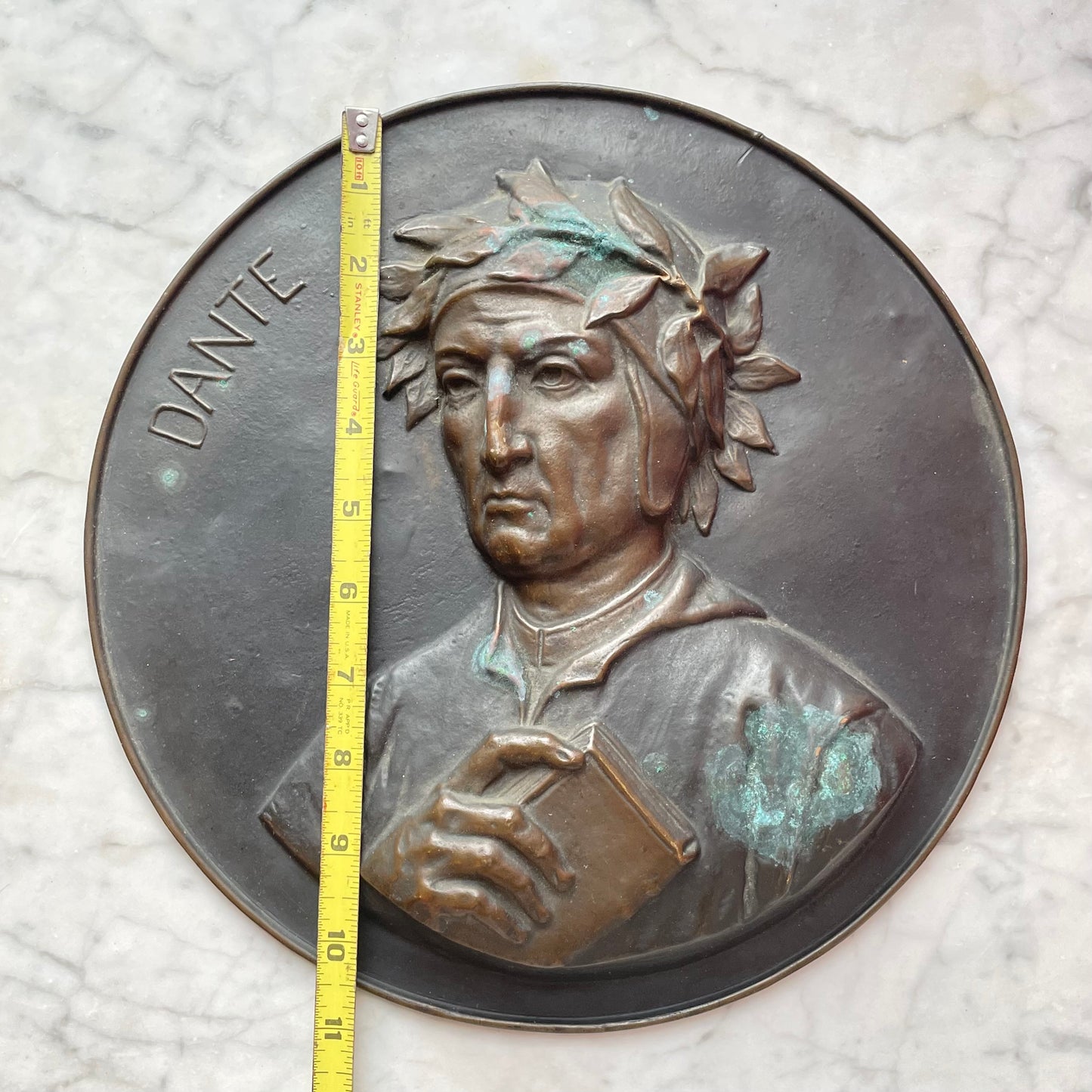 Antique Metal Plaque of Dante Alighieri