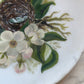 Victorian Floral Still Life with Nest on Milk Glass Paint