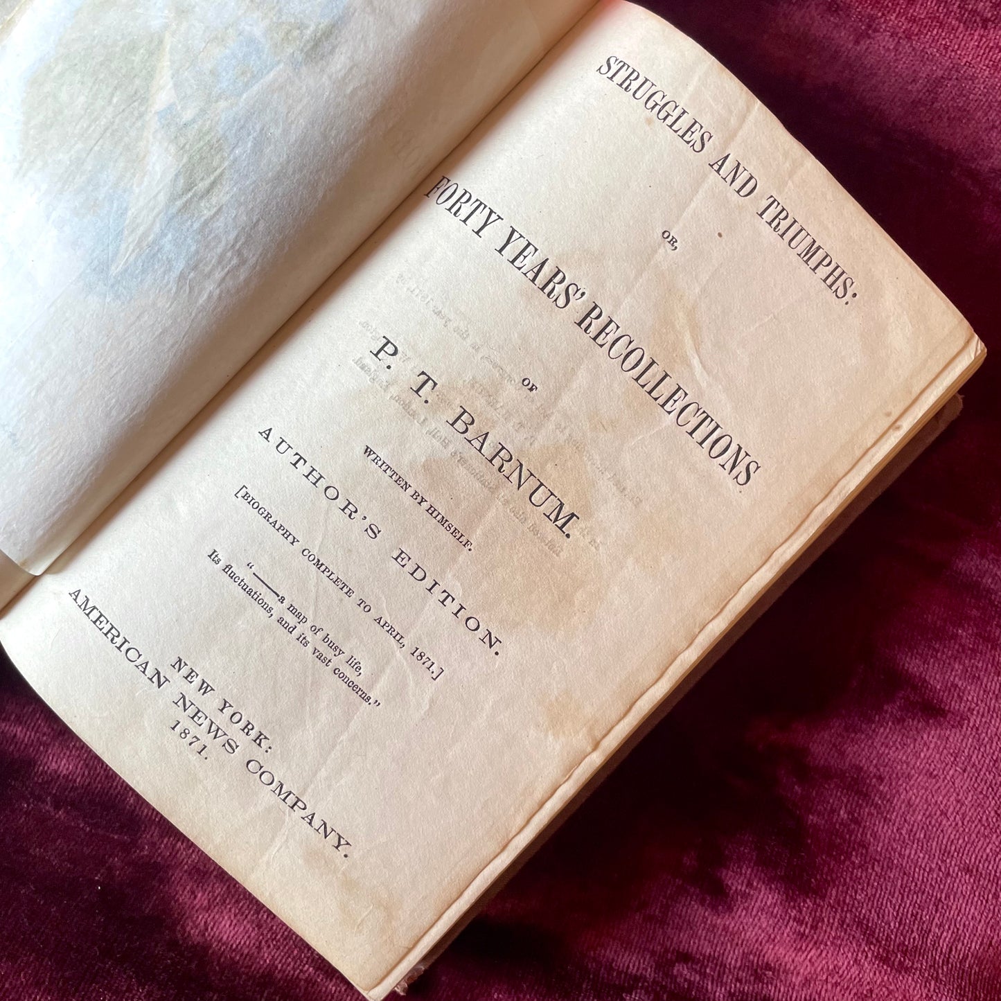Forty Years' Recollections of P.T. Barnum | Author’s Edition | 1871