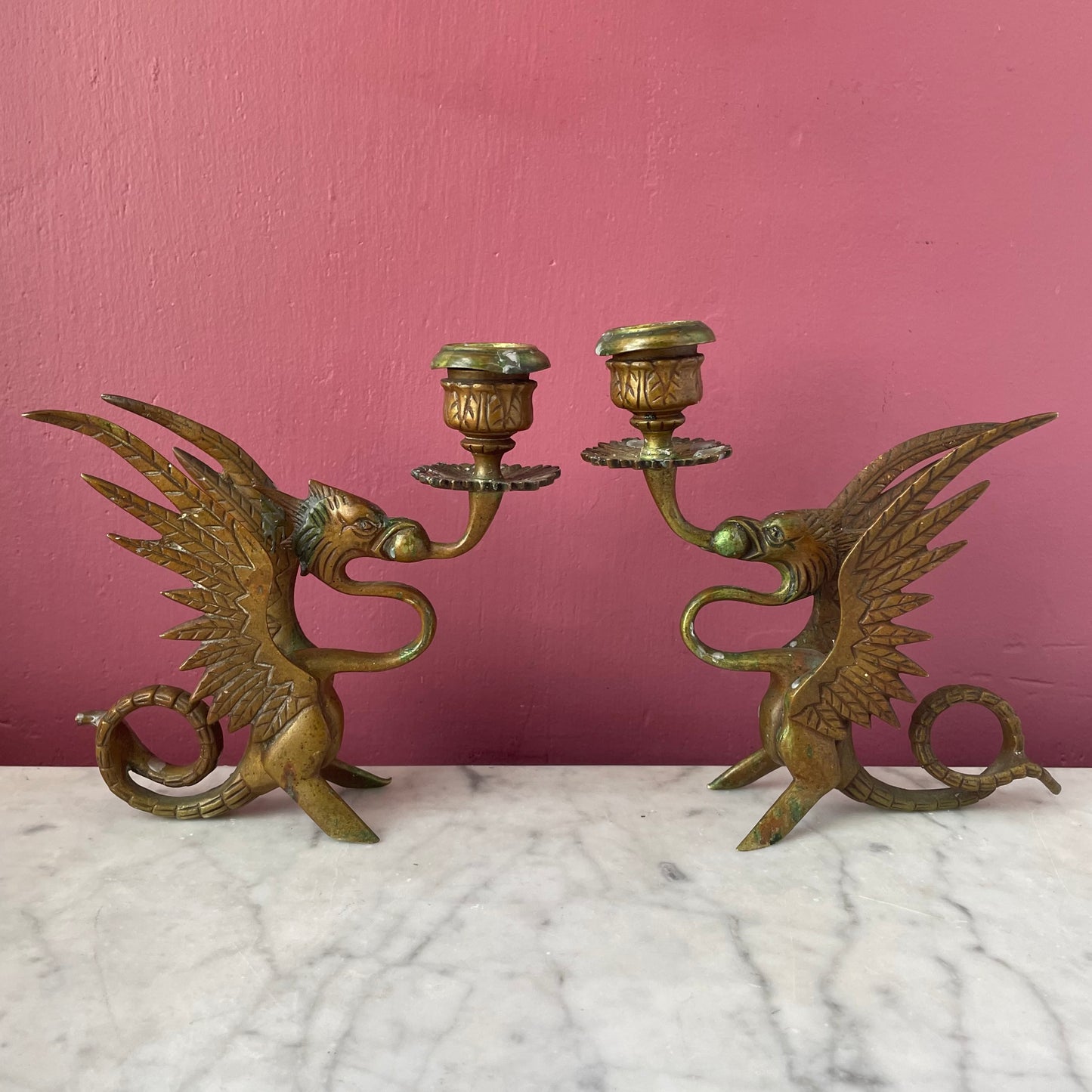 Vintage Griffin Candleholders