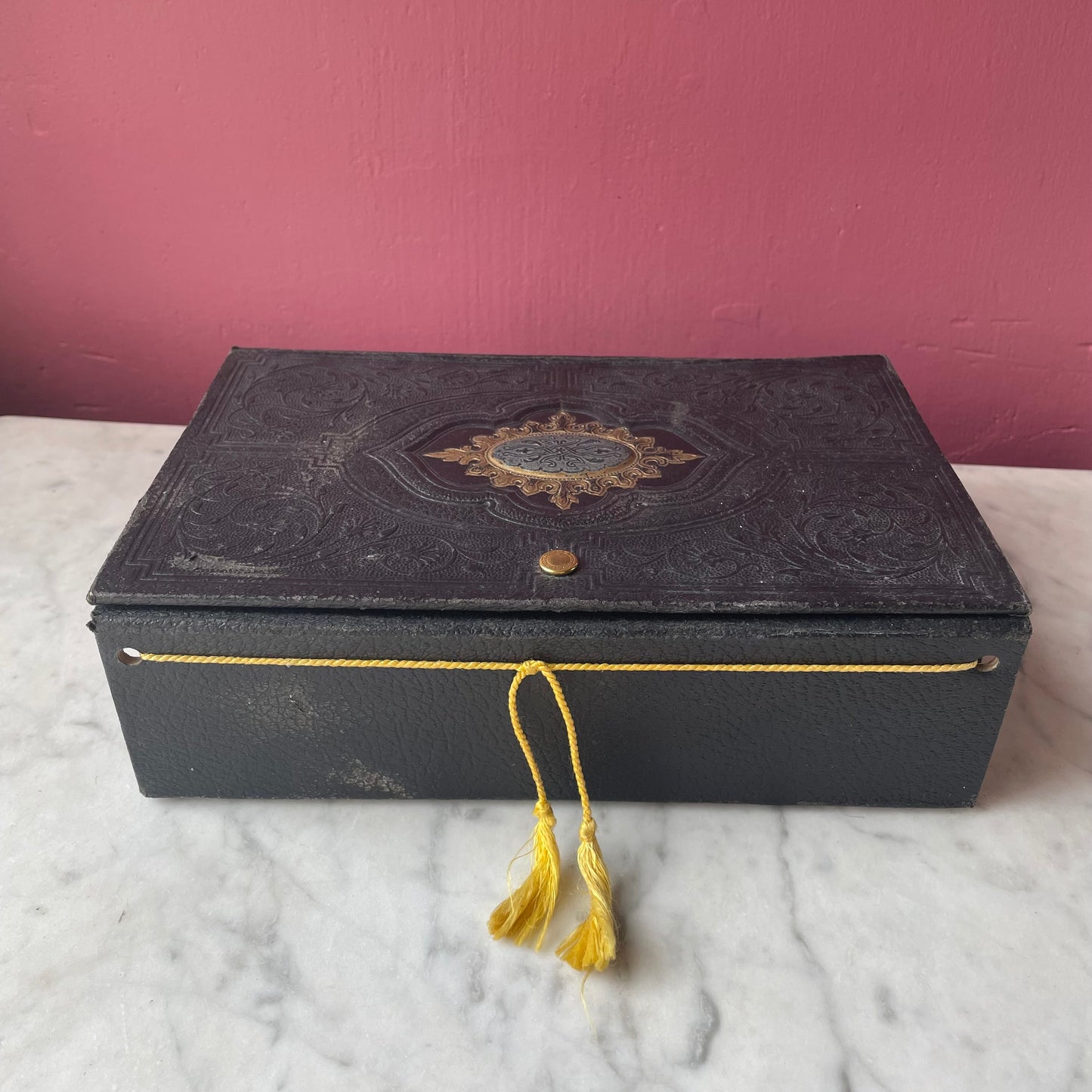 Vintage Black Embossed Storage Box