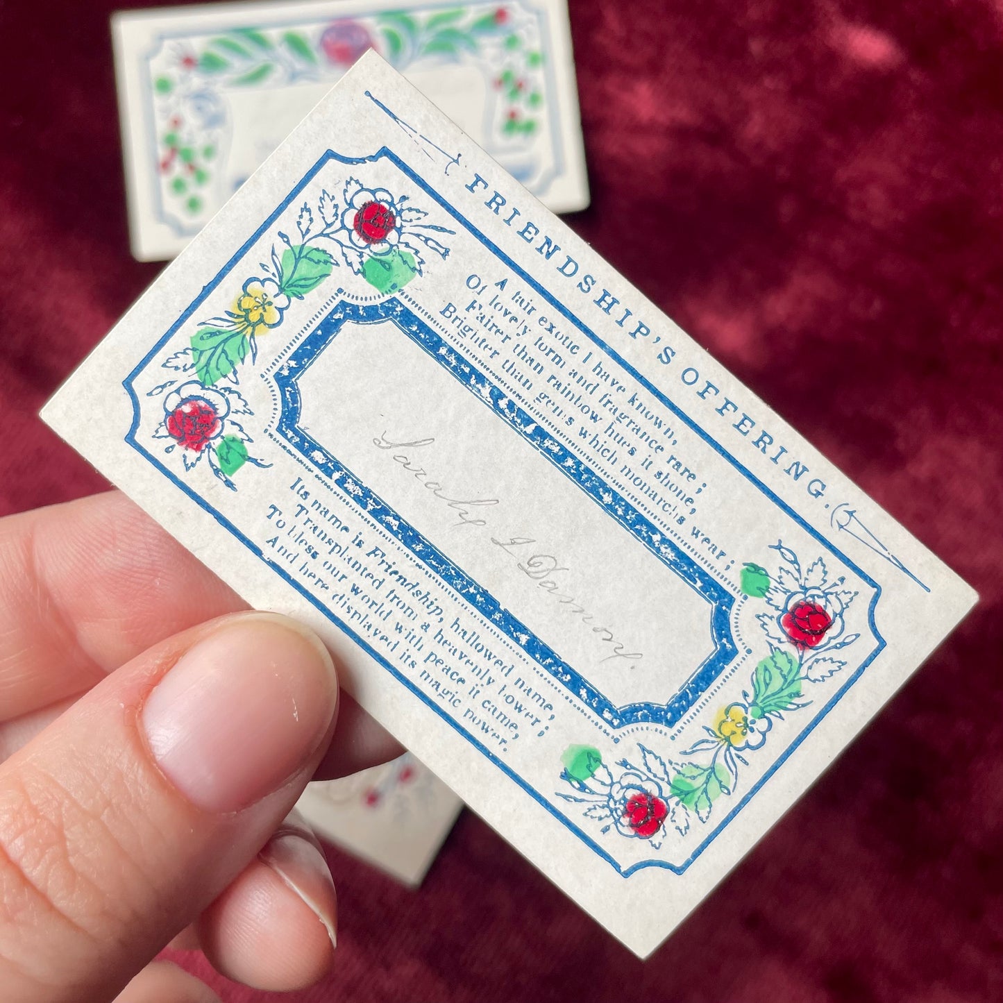Early Victorian Hand Colored Calling Cards