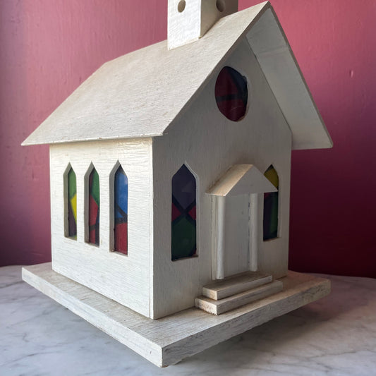 Vintage Handmade Church with Stained Glass Windows